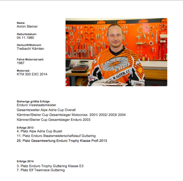 Armin Steiner KTM Enduroteam Walzer 2014