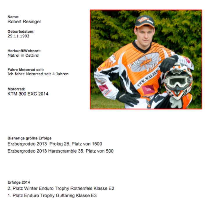 Robert Resinger KTM Enduroteam Walzer 2014