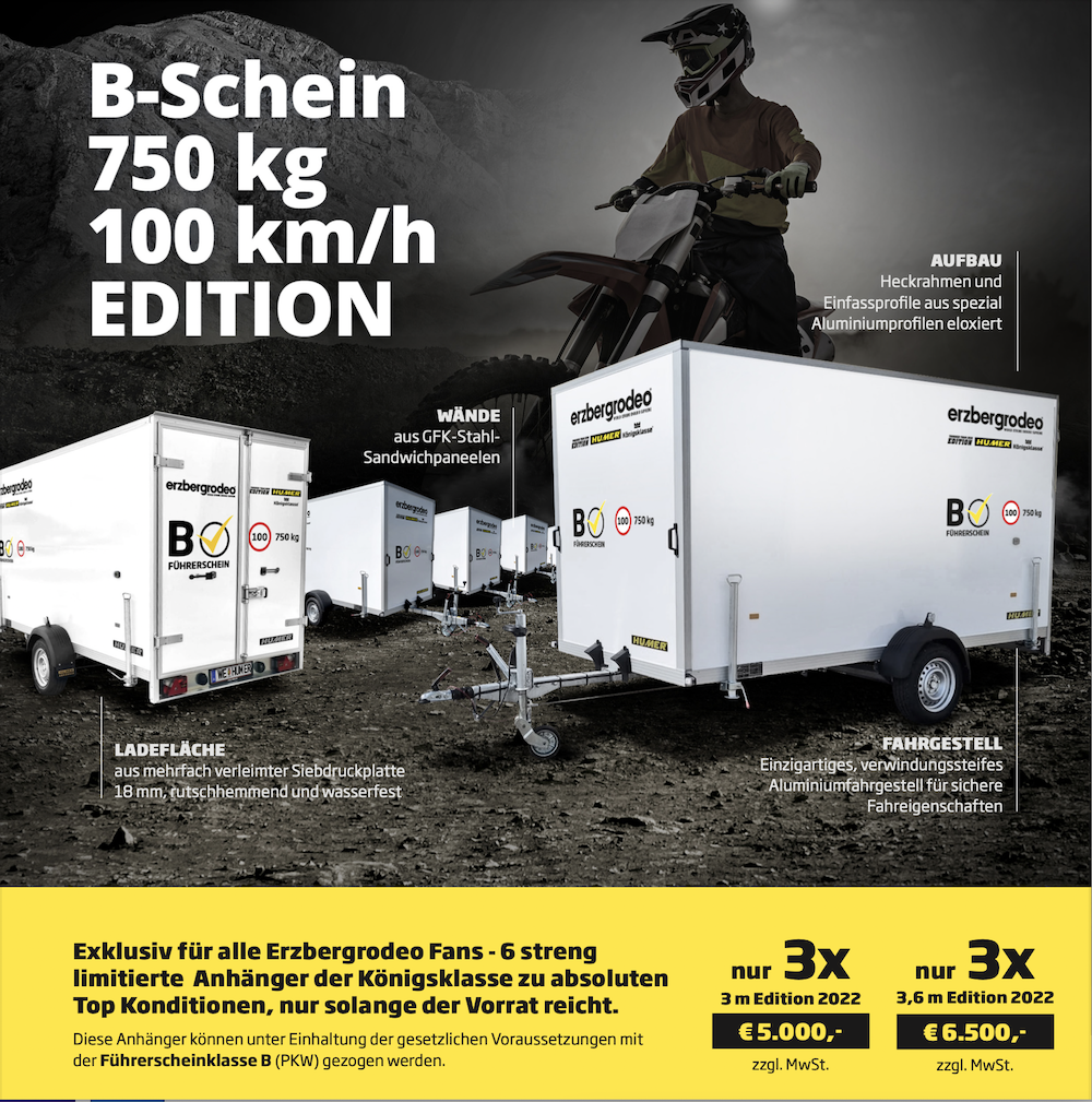 750 kg B-Schein HUMER Motorrad Anhänger Edition 