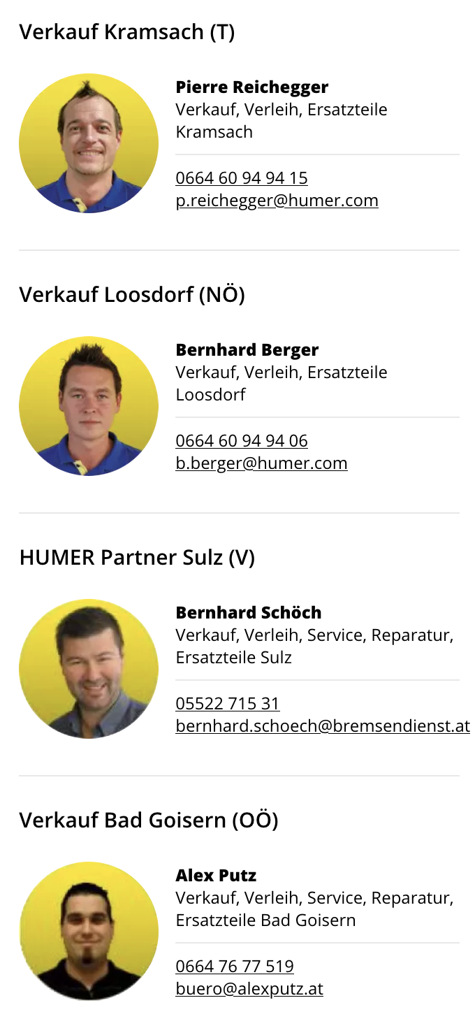 HUMER ANHÄNGER - ANSPRECHPARTNER