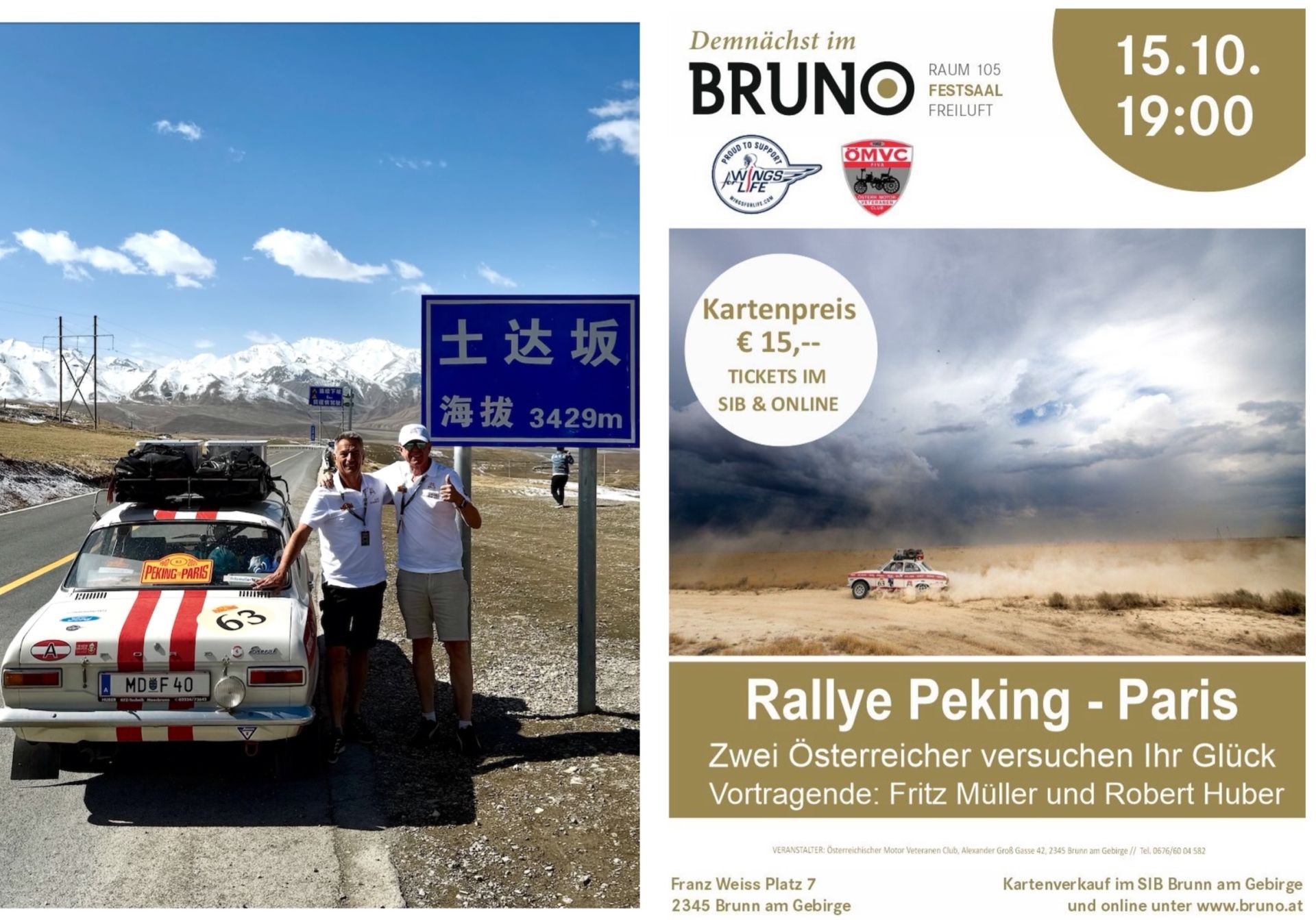 Fritz Müller: Unternehmer und Rallyefahrer mit Co-Piloten Robert Huber, zwischen Peking und Paris