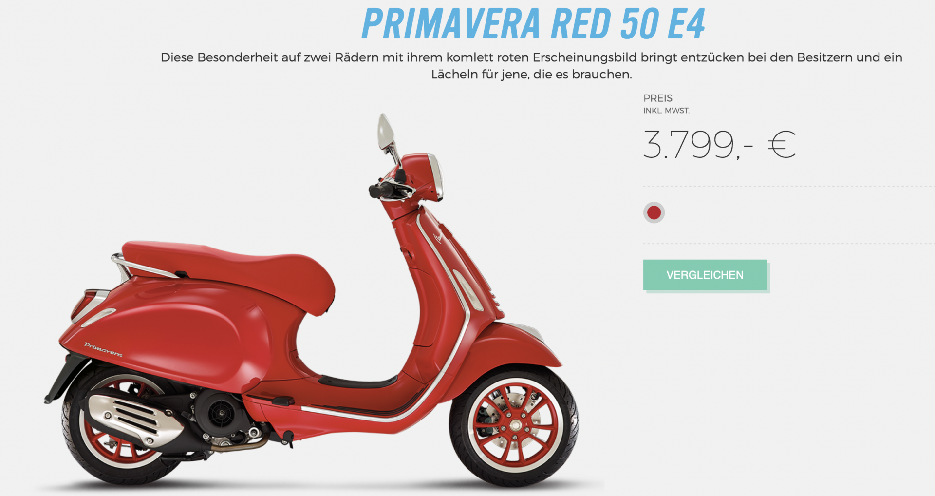 MOTEC Vespa Primavera Red 50 ccm Moped