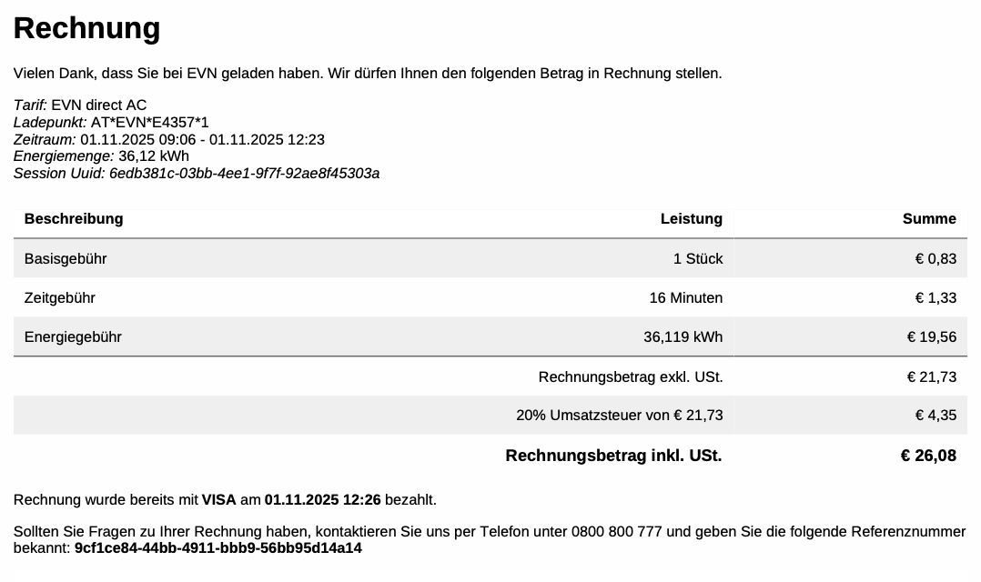 Skoda Autodecker EVN Stromrechnung