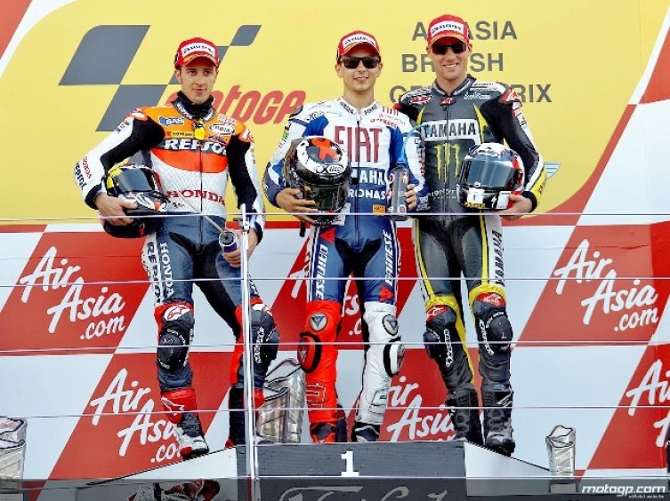 Dovizioso, Lorenzo und Spies am Podium