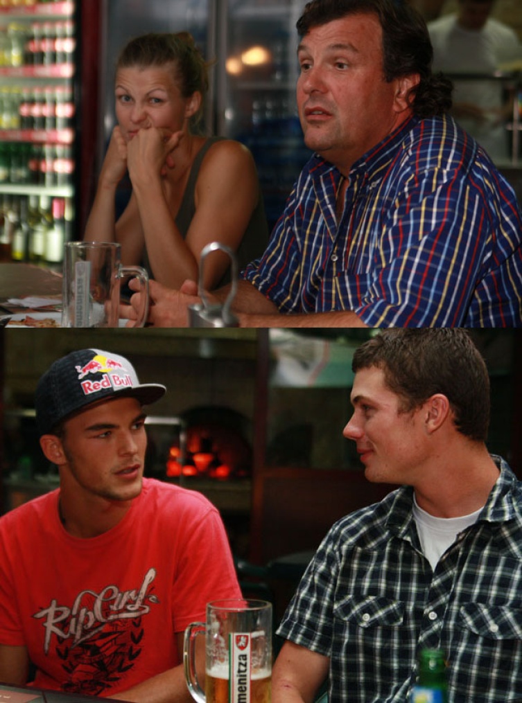 Patricia Kafka mit Vater Rudi, Topmodel Patrick Kafka und der 20-jährige Australier Jacob Abeleven
