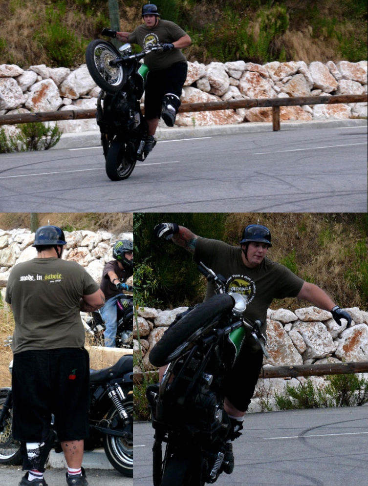Fat Crack fährt Fahrrad mit Harleys