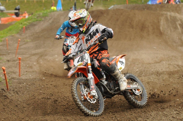 Der 13-jährige Marcel Stauffer (KTM) fuhr in Murau auf die Ränge 2 und 3 (Foto: Erwin Hetfleisch / www.supercross.at)
