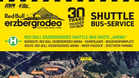 Beim Red Bull Erzbergrodeo 2026 sorgt ein großzügig ausgebauter Shuttle-Bus-Service für eine komfortable Verbindung zwischen den wichtigsten Veranstaltungsbereichen. 