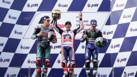 Marc Márquez, Honda Racing Corporation (HRC) und Repsol Honda Werksteamfahrer, sicherte sich nach dem spannenden Thai Grand Prix seinen sechsten MotoGP Weltmeistertitel.