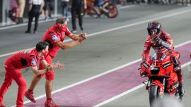 Bagnaia auf Ducati mit einer sensationell schnellen Runde und Espargaro auf Reposol Honda bleibt weit zurück.