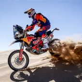 Toby Price von Red Bull KTM Factory Racing hat die extrem anspruchsvolle vierte Etappe der Atacama-Rallye 2019 gewonnen.