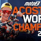 Pedro Acosta von Red Bull KTM Ajo hat sich zwei Runden vor Ende der laufenden Saison die Moto2-Weltmeisterschaft 2023 gesichert und seinen phänomenalen Marsch durch die MotoGP™ Serie fortgesetzt. 