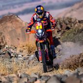 Toby Price von Red Bull KTM Factory Racing hat die 11. Etappe der Rallye Dakar 2024 als Fünftschnellster beendet. 